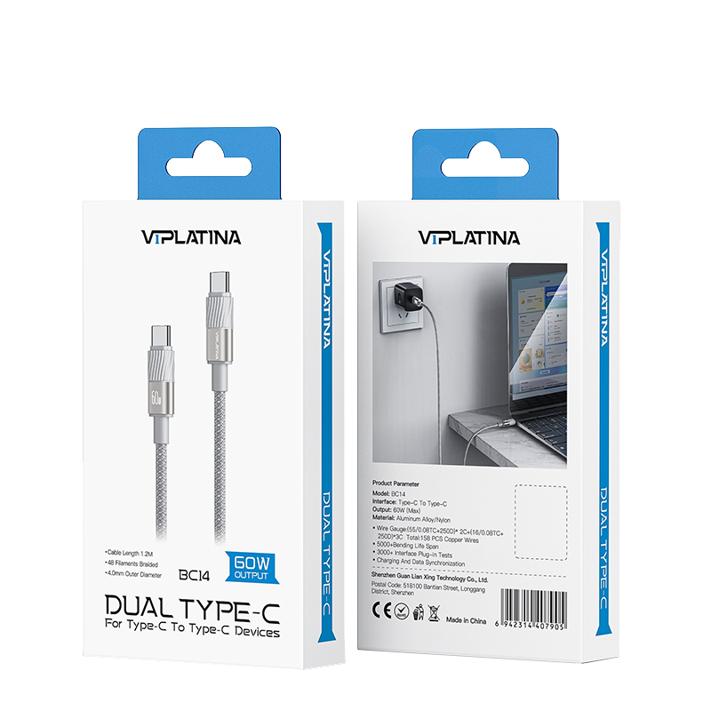 کابل دوسر تایپسی وی آی پلاتینا VIPLATINA BC14 طول 1.2متر 60w